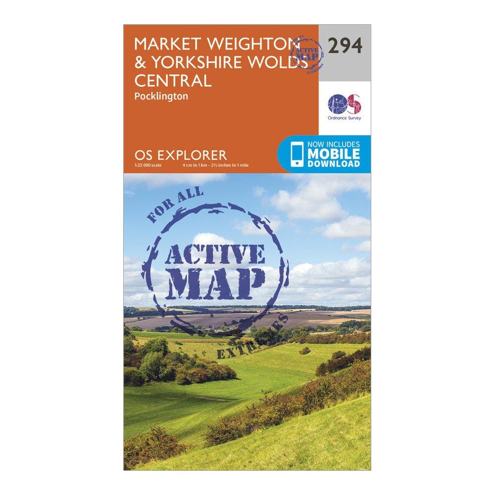 Ordnance Survey Explorer Active 294 Market WeightonandYorkshire Wolds Central Map With Digital Version  Orange