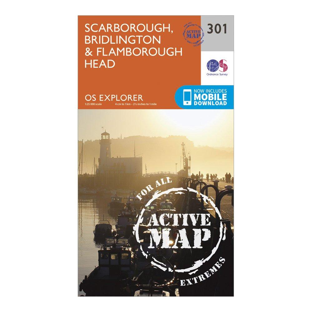 Ordnance Survey Explorer Active 301 Scarborough  BridlingtonandFlamborough Head Map With Digital Version  Orange