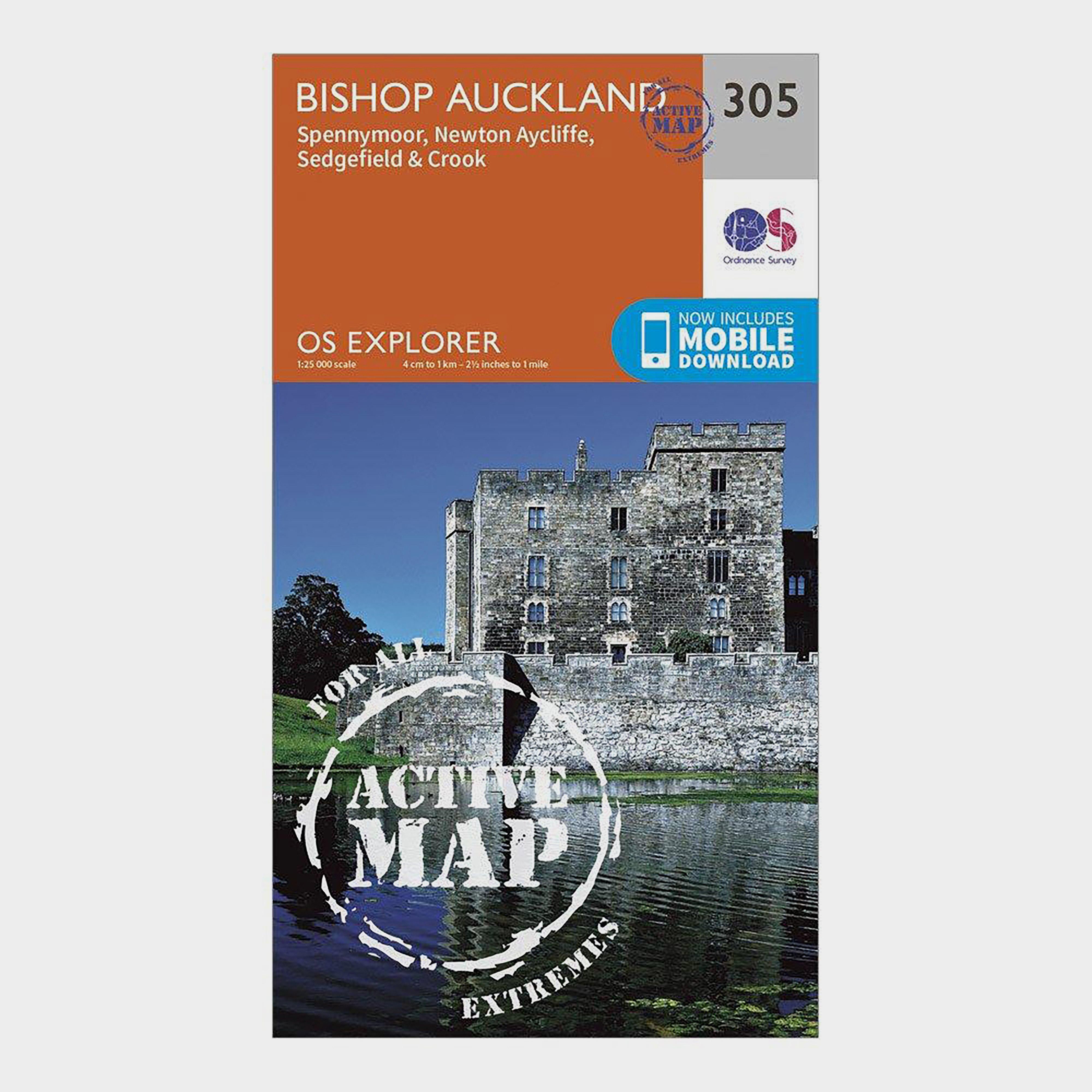 Ordnance Survey Explorer Active 305 Bishop Auckland Map With Digital Version  Orange