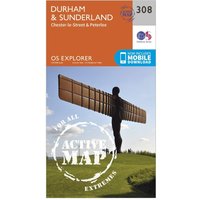 Ordnance Survey Explorer Active 308 DurhamandSunderland Map With Digital Version  Orange