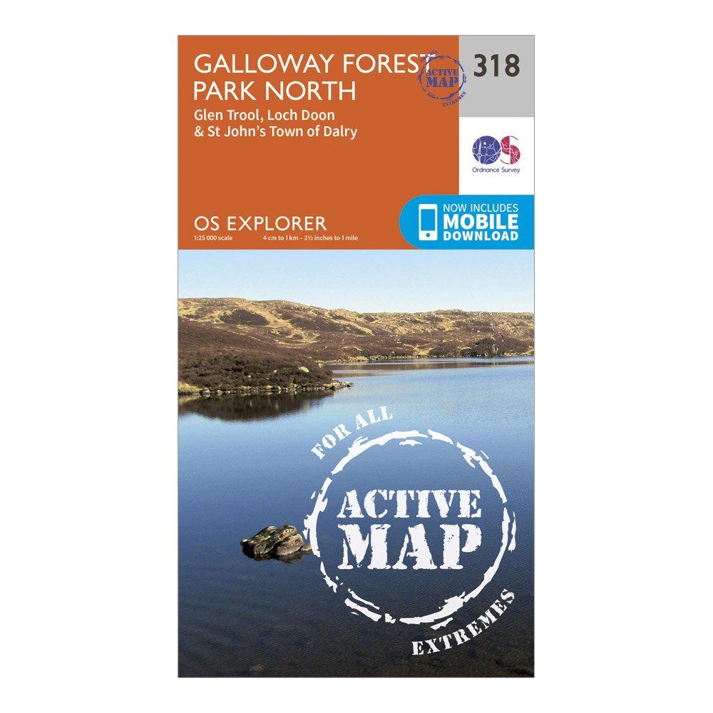 Ordnance Survey Explorer Active 318 Galloway Forest Park North Map With Digital Version  Orange