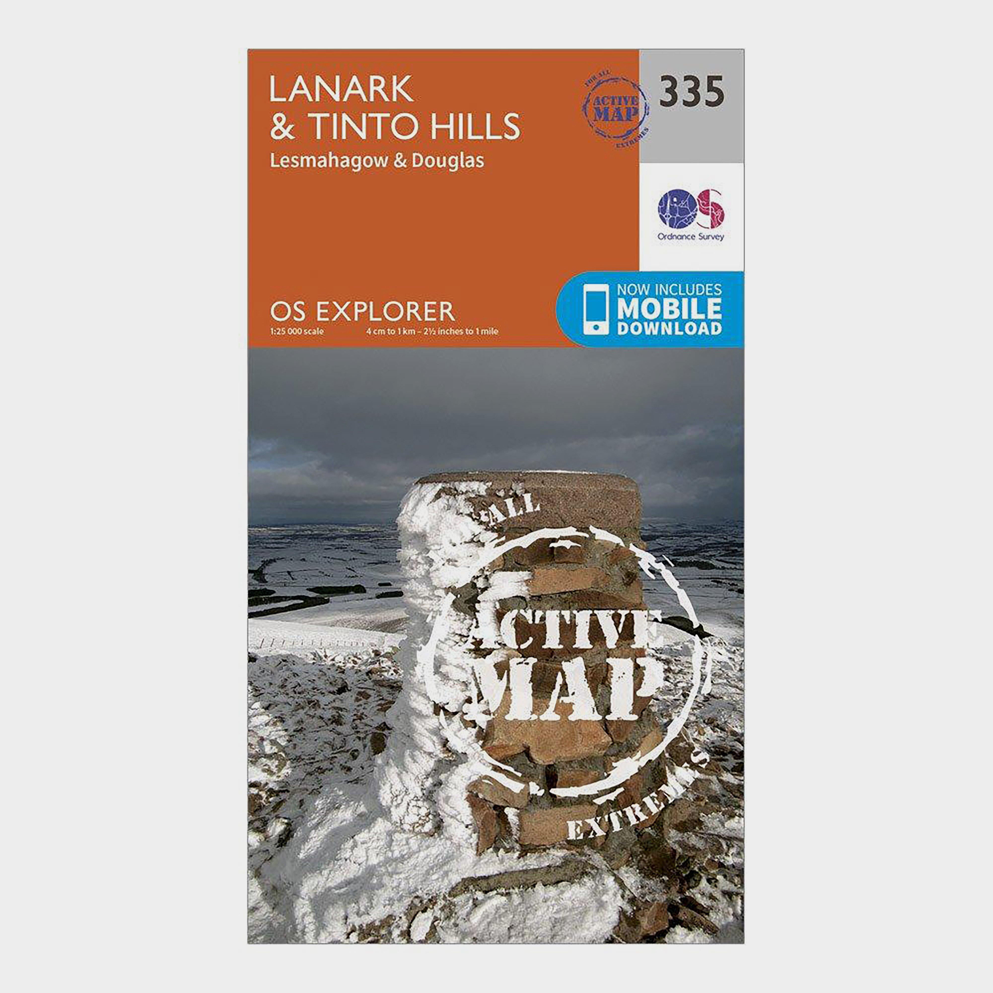 Ordnance Survey Explorer Active 335 LanarkandTinto Hills Map With Digital Version  Orange