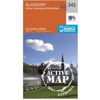 Ordnance Survey Explorer Active 342 Glasgow Map With Digital Version  Orange