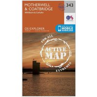 Ordnance Survey Explorer Active 343 MotherwellandCoatbridge Map With Digital Version  Orange