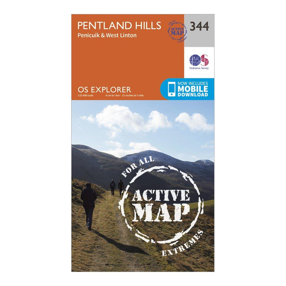 Ordnance Survey Explorer Active 344 Pentland Hills Map With Digital Version  Orange