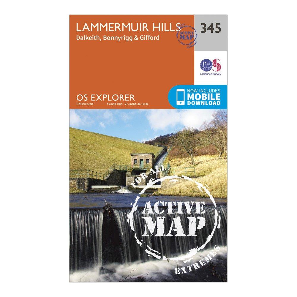 Ordnance Survey Explorer Active 345 Lammermuir Hills Map With Digital Version  Orange