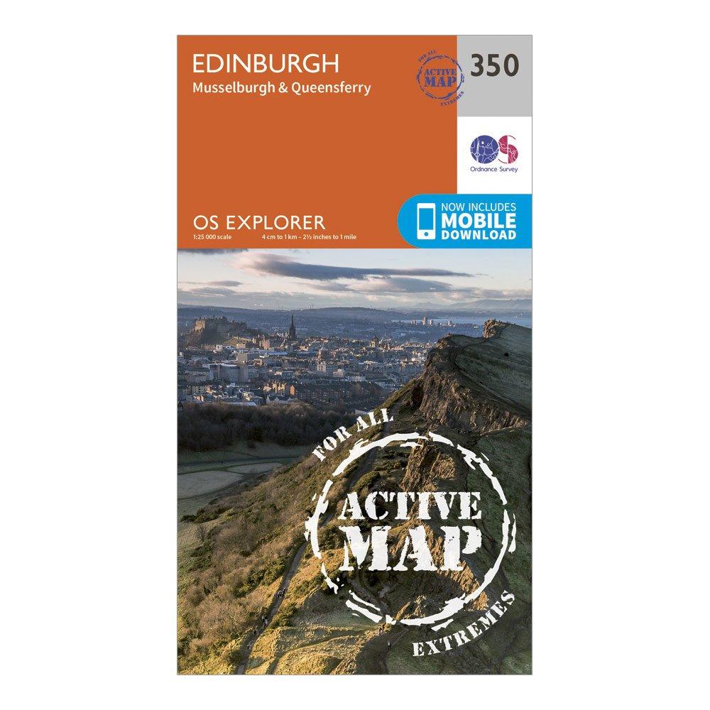 Ordnance Survey Explorer Active 350 Edinburgh Map With Digital Version  Orange
