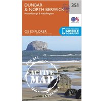 Ordnance Survey Explorer Active 351 DunbarandNorth Berwick Map With Digital Version  Orange