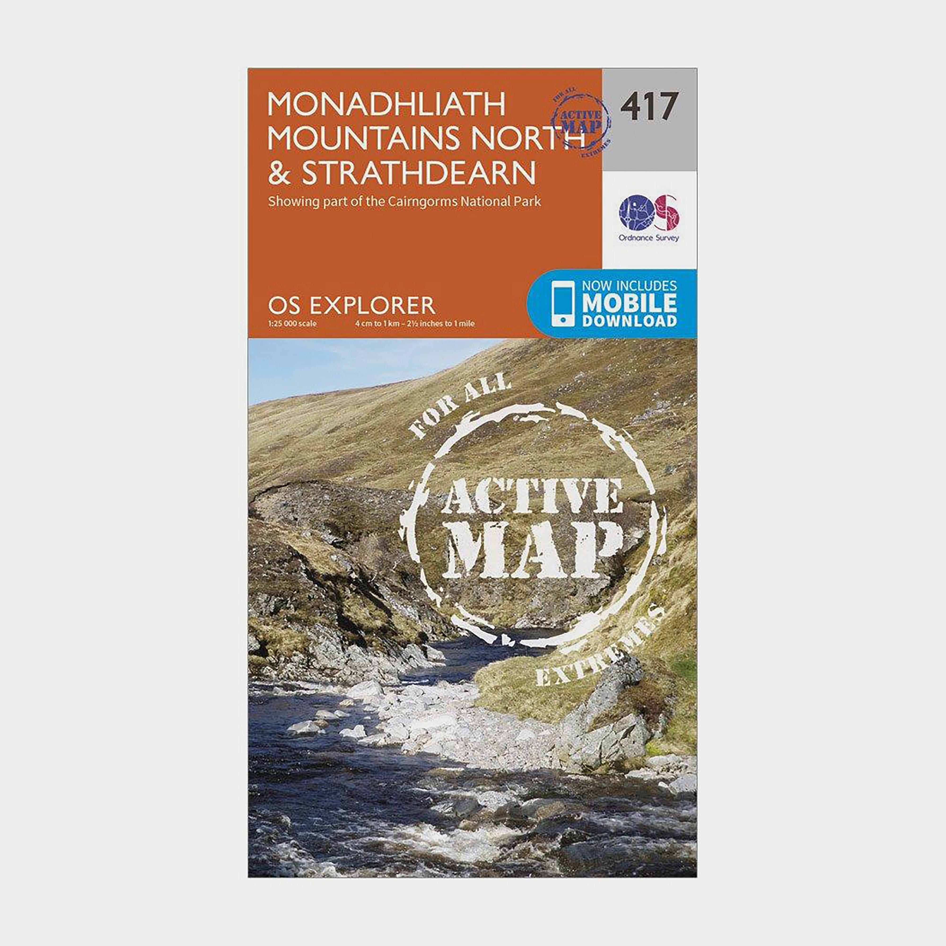 Ordnance Survey Explorer Active 417 Monadhliath Mountains NorthandStrathdearn Map With Digital Version  Orange