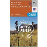 Ordnance Survey Explorer Active 447 Ben Hope  Ben LoyalandKyle Of Tongue Map With Digital Version  Orange