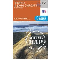 Ordnance Survey Explorer Active 451 ThursoandJohn Ogrates Map With Digital Version  Orange