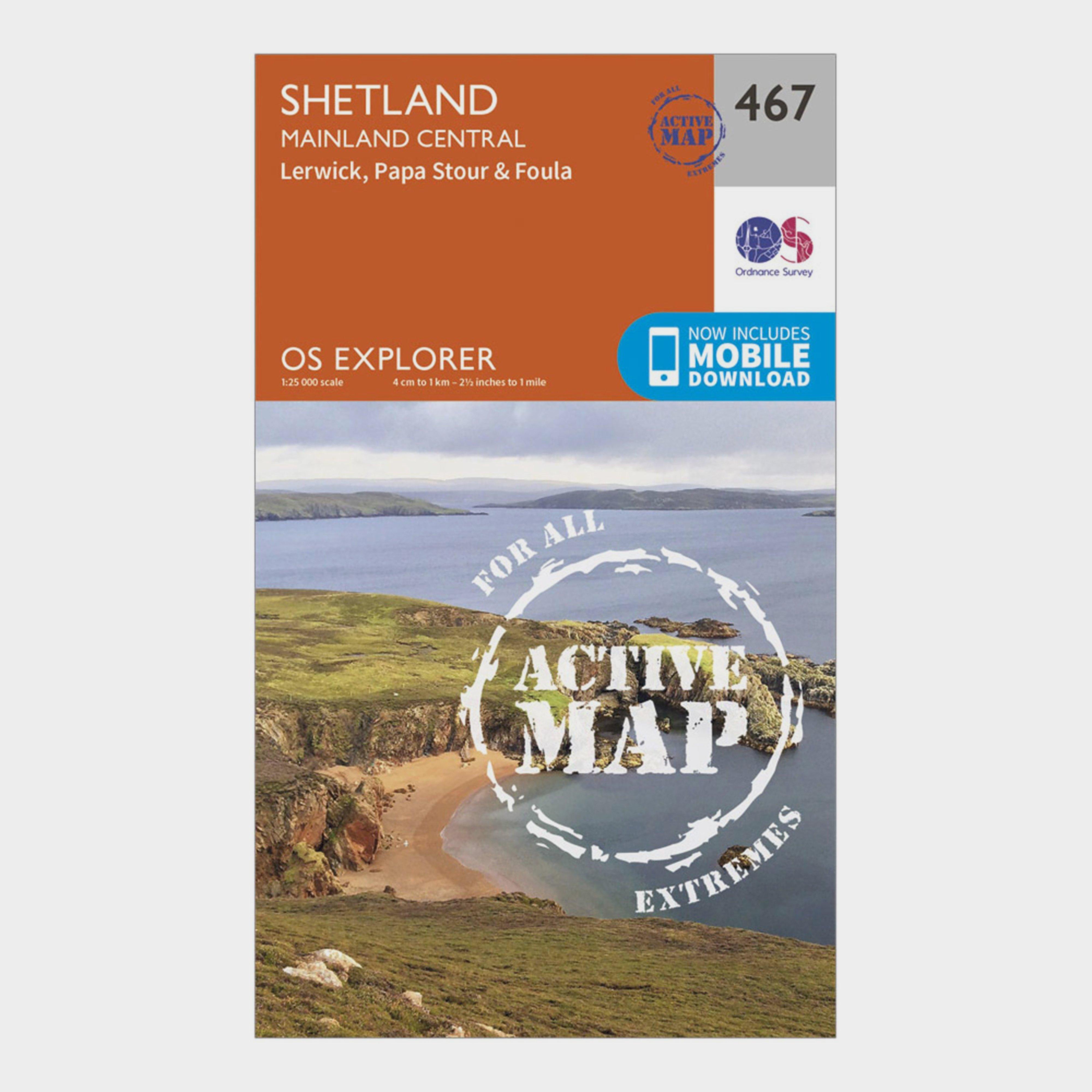 Ordnance Survey Explorer Active 467 Shetland - Mainland Central Map With Digital Version