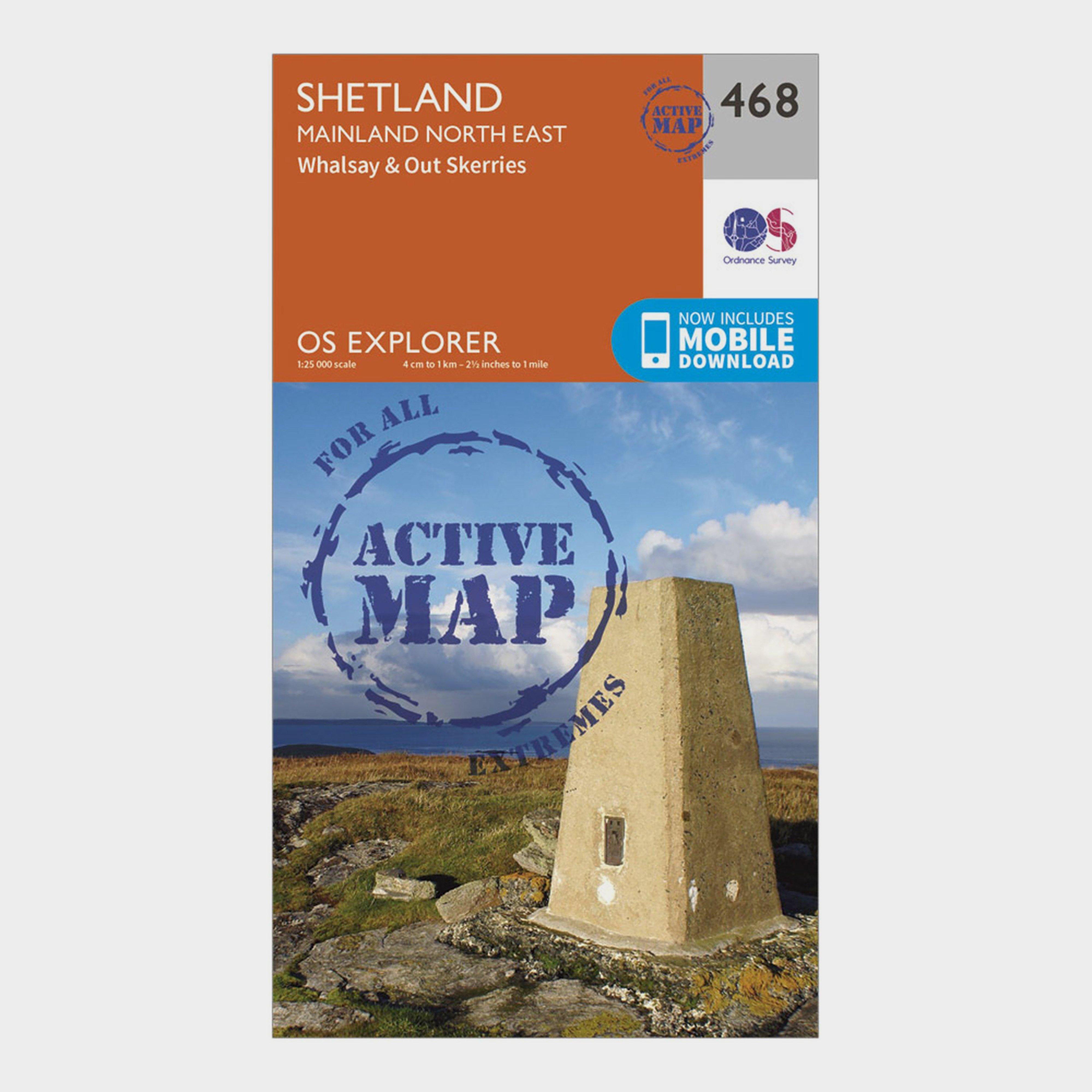 Ordnance Survey Explorer Active 468 Shetland - Mainland North East Map With Digital Version  Orange