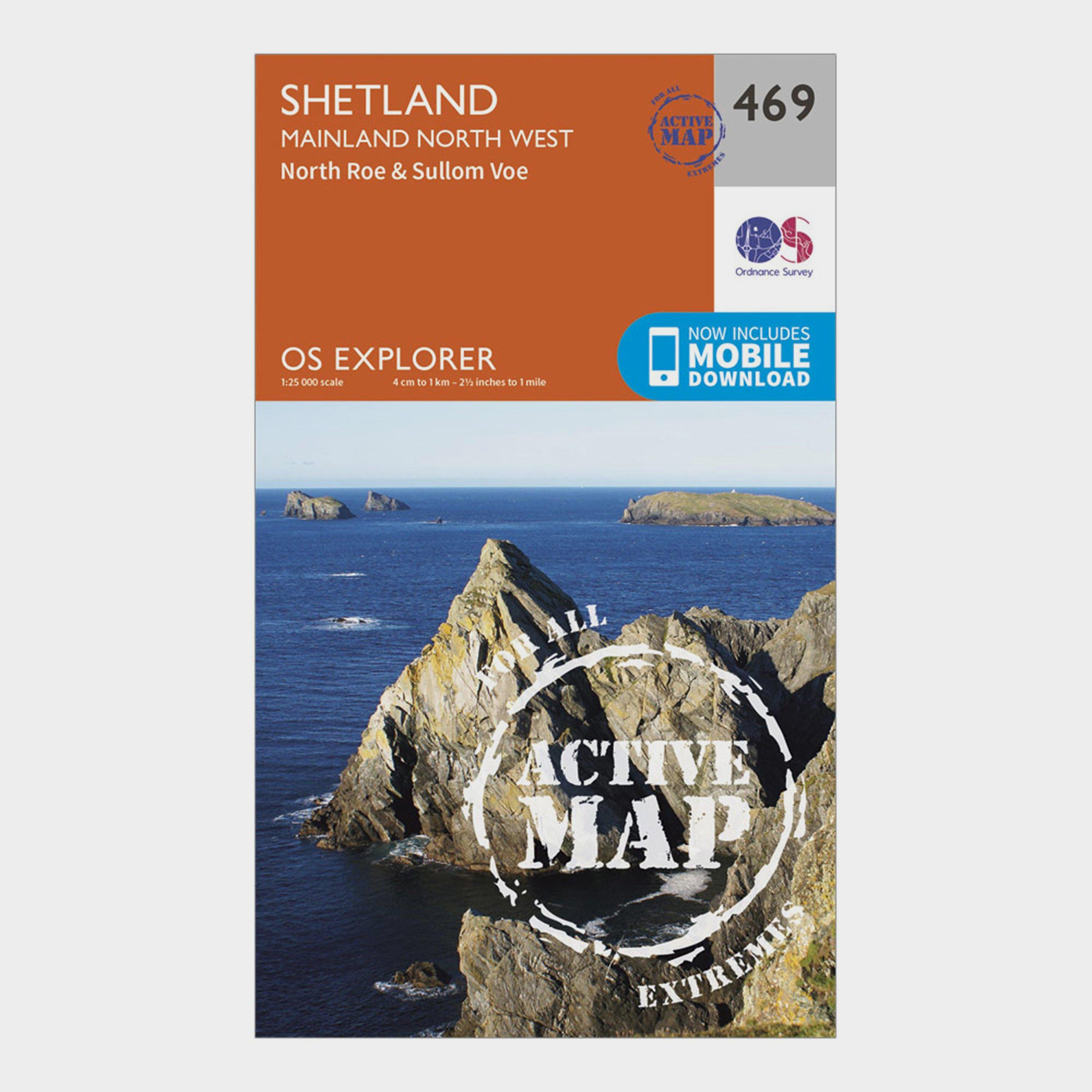 Ordnance Survey Explorer Active 469 Shetland - Mainland North West Map With Digital Version  Orange