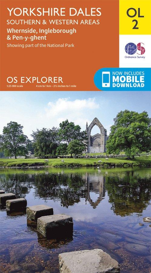 Ordnance Survey Explorer Ol 2 Yorkshire Dales - SouthernandWestern Areas Map  Orange