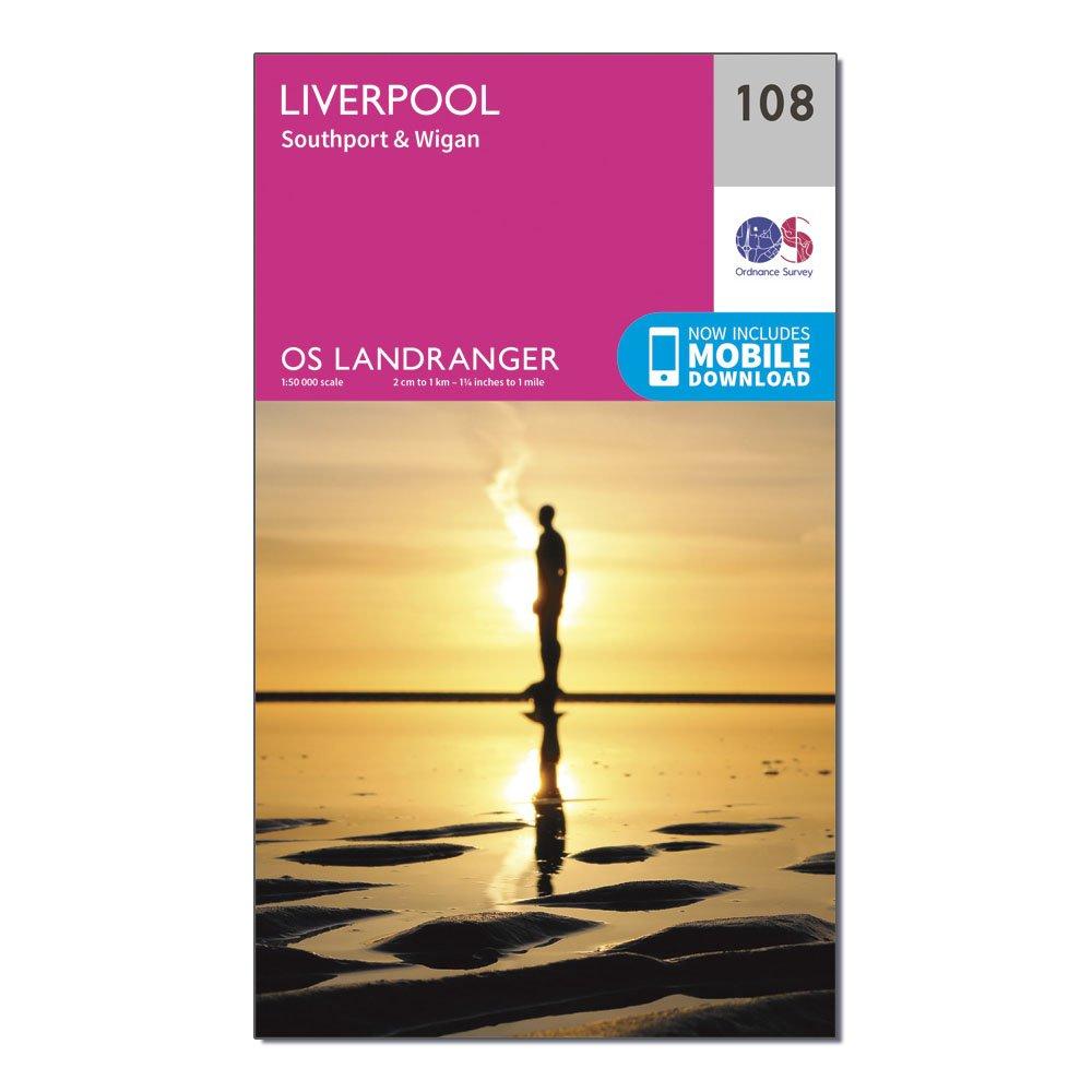 Ordnance Survey Landranger 108 Liverpool  SouthportandWigan Map With Digital Version  Pink