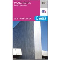 Ordnance Survey Landranger 109 Manchester  BoltonandWarrington Map With Digital Version  Pink