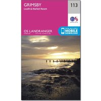 Ordnance Survey Landranger 113 Grimsby Map  Pink