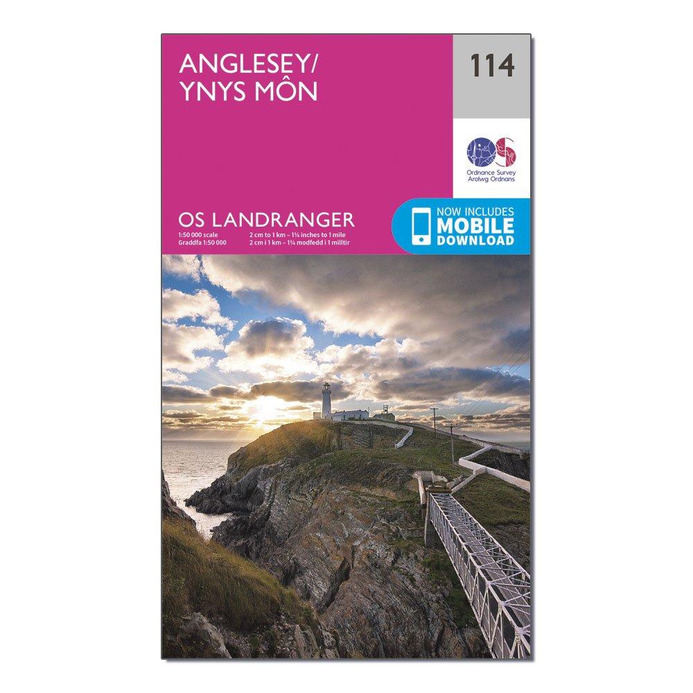 Ordnance Survey Landranger 114 Anglesey Map With Digital Version  Pink