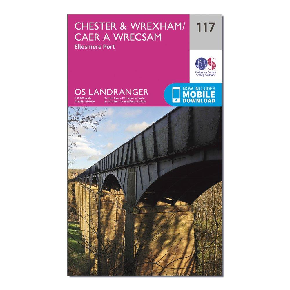 Ordnance Survey Landranger 117 ChesterandWrexham Map  Pink