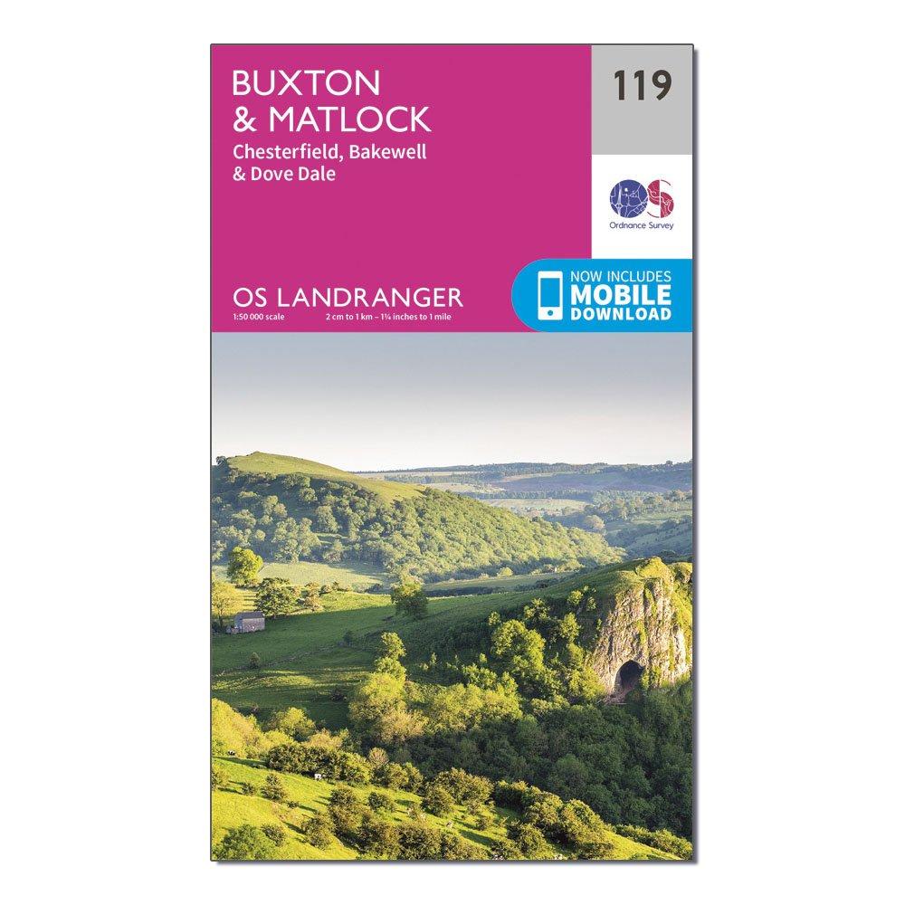 Ordnance Survey Landranger 119 Buxton  Matlock  BakewellandDove Dale Map With Digital Version  Pink