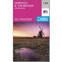 Ordnance Survey Landranger 134 NorwichandThe Broads  Great Yarmouth Map With Digital Version  Pink