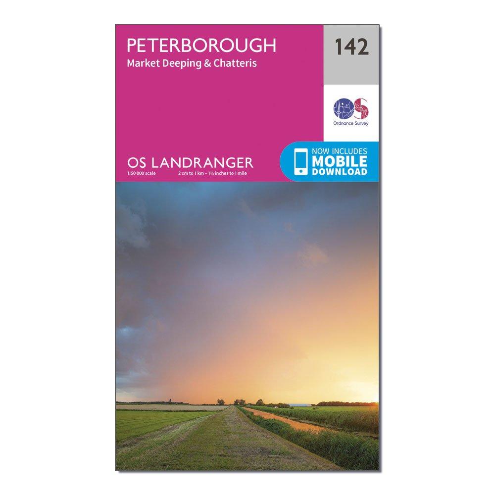 Ordnance Survey Landranger 142 Peterborough  Market DeepingandChatteris Map With Digital Version  Pink