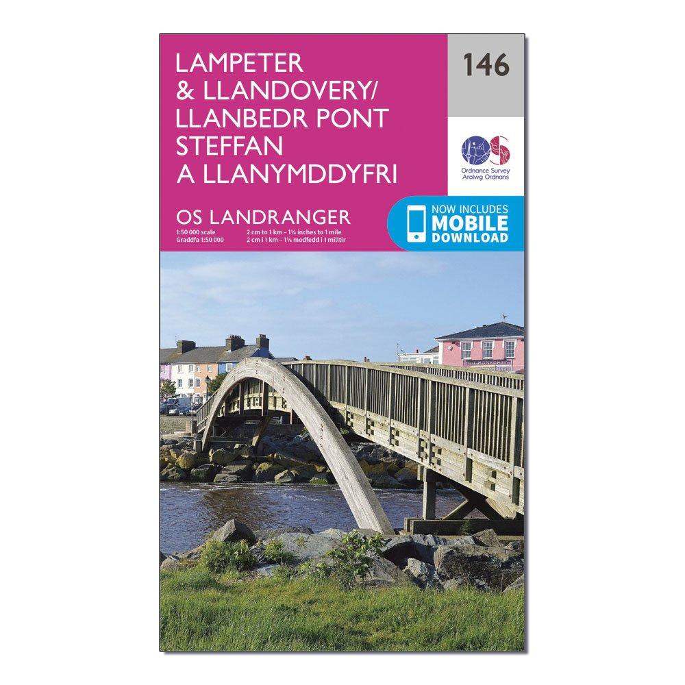 Ordnance Survey Landranger 146 LampeterandLlandovery Map With Digital Version  Pink