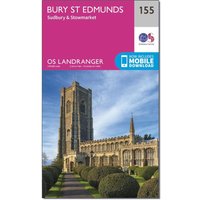 Ordnance Survey Landranger 155 Bury St Edmunds Map  Pink