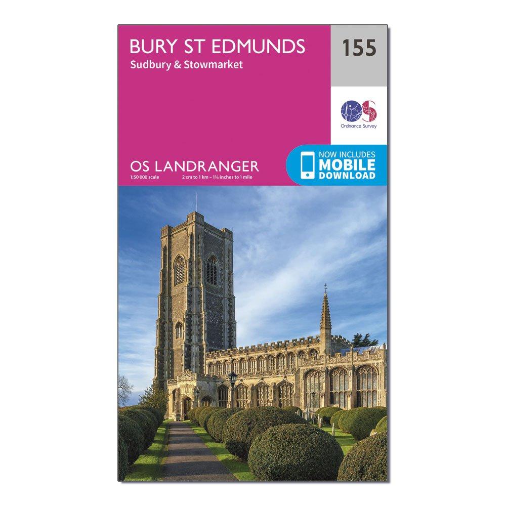 Ordnance Survey Landranger 155 Bury St Edmunds Map  Pink