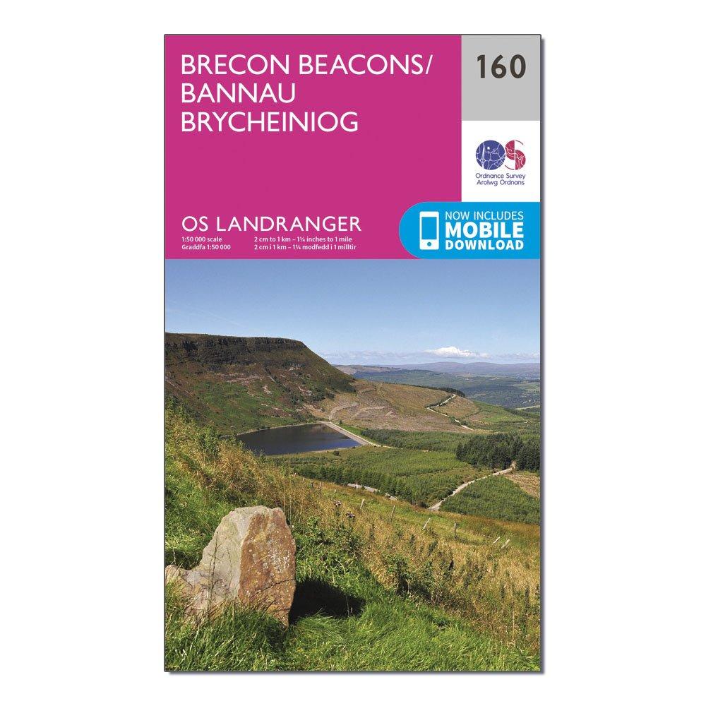 Ordnance Survey Landranger 160 Brecon Beacons Map  Pink