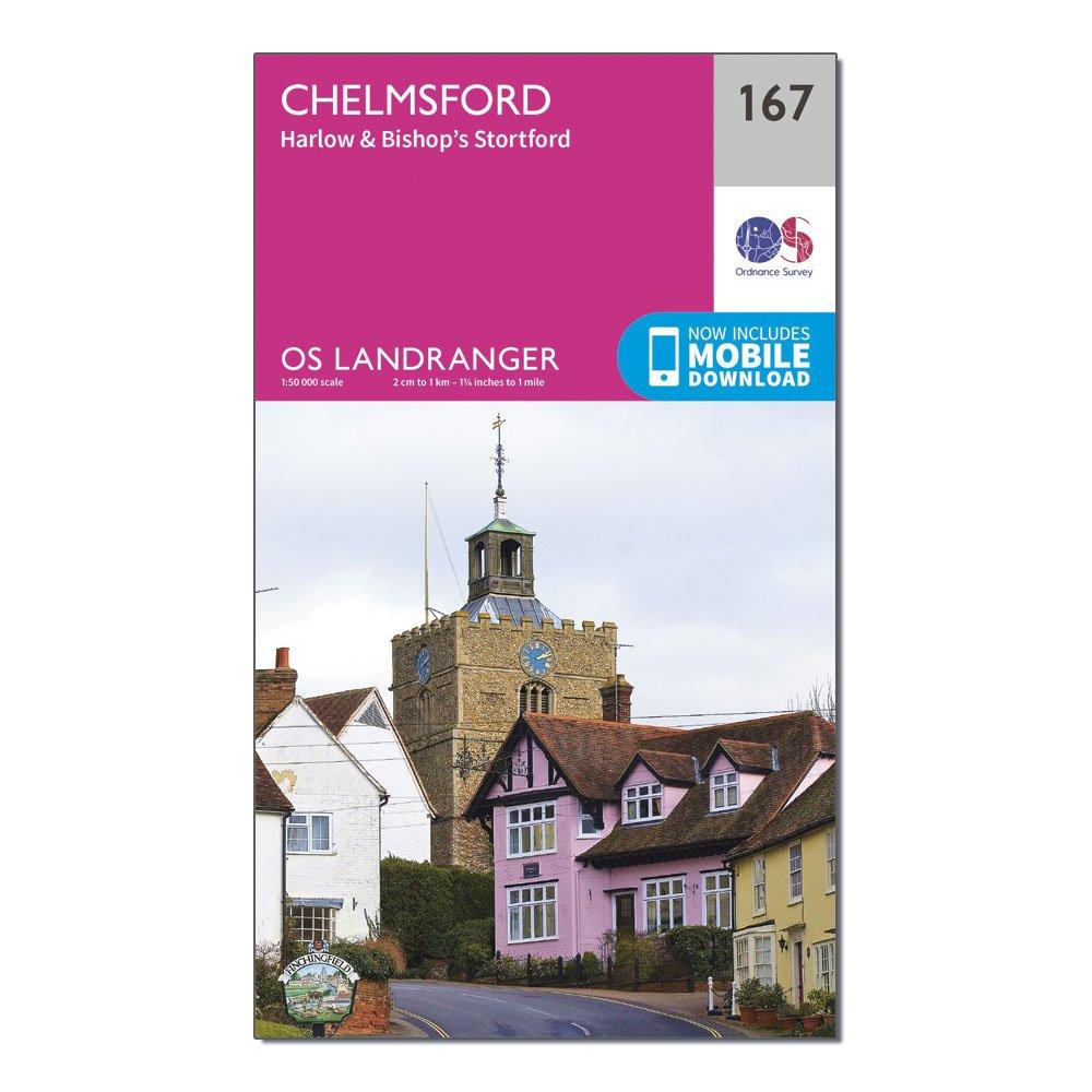 Ordnance Survey Landranger 167 Chelmsford Map  Pink