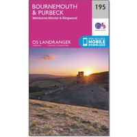 Ordnance Survey Landranger 195 BournemouthandPurbeck  Wimborne MinsterandRingwood Map With Digital Version  Pink