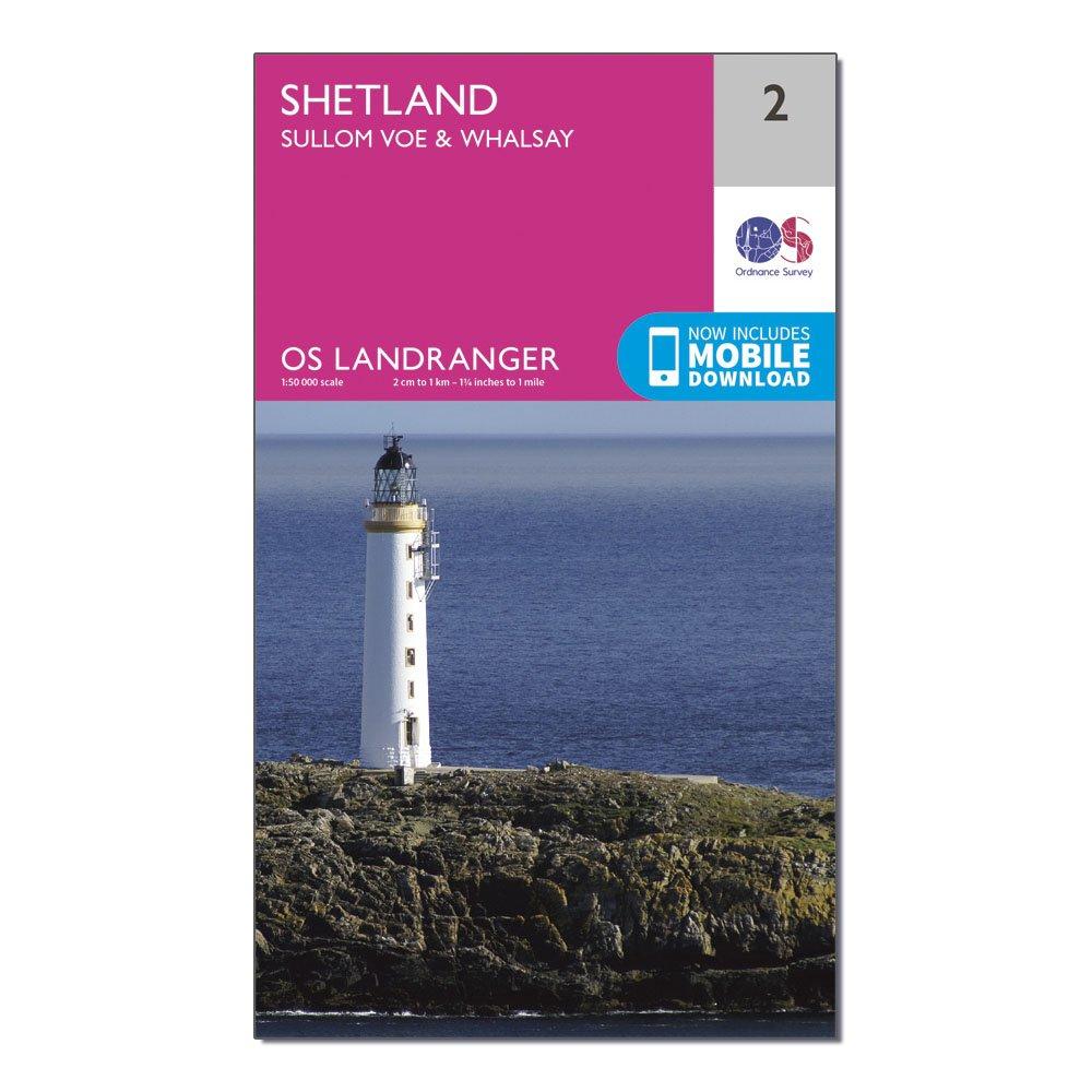 Ordnance Survey Landranger 2 Shetland  Sullom VoeandWhalsay Map With Digital Version  Pink