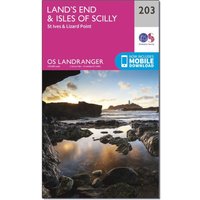 Ordnance Survey Landranger 203 Lands EndandIsles Of Scilly  St IvesandLizard Point Map With Digital Version  Pink