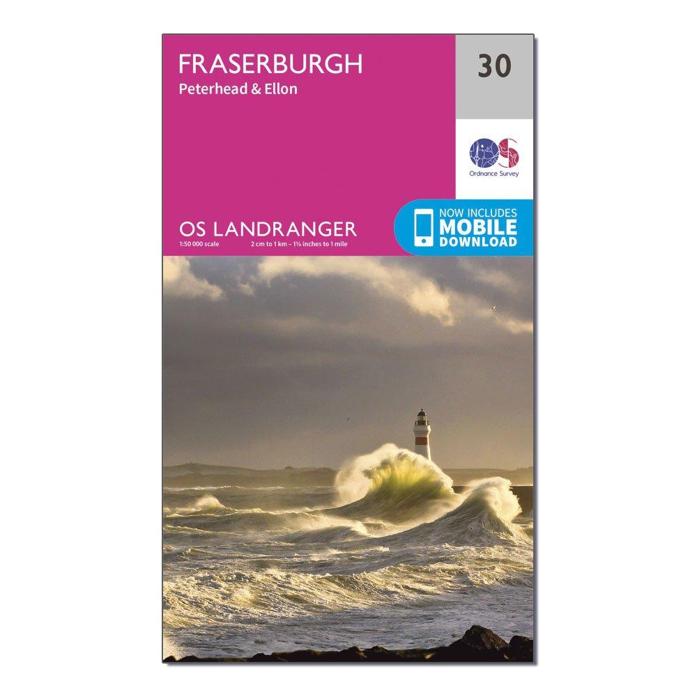 Ordnance Survey Landranger 30 Fraserburgh  PeterheadandEllon Map With Digital Version  Pink