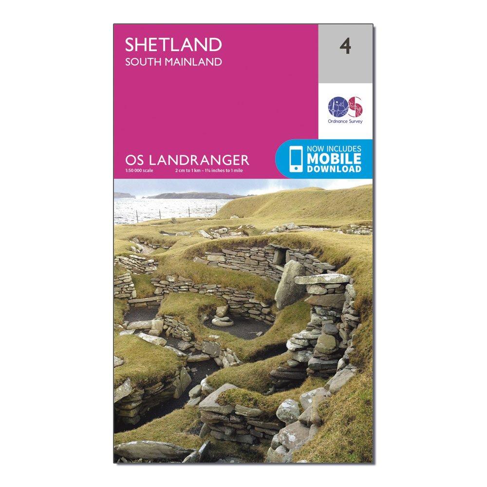 Ordnance Survey Landranger 4 Shetland  South Mainland Map With Digital Version  Pink