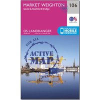 Ordnance Survey Landranger Active 106 Market Weighton  GooleandStamford Bridge Map With Digital Version  Pink