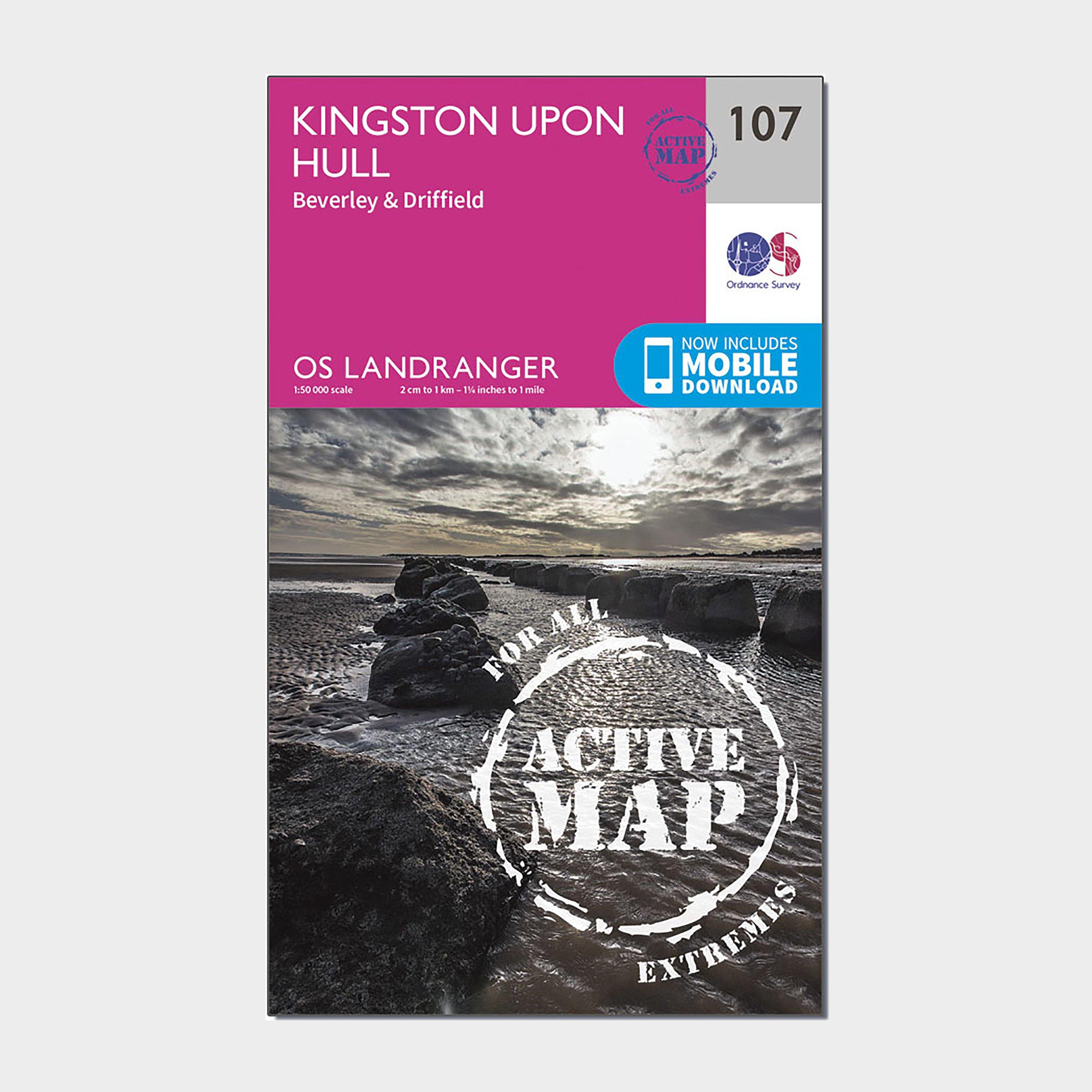 Ordnance Survey Landranger Active 107 Kingston Upon Hull  BeverleyandDriffield Map With Digital Version  Pink