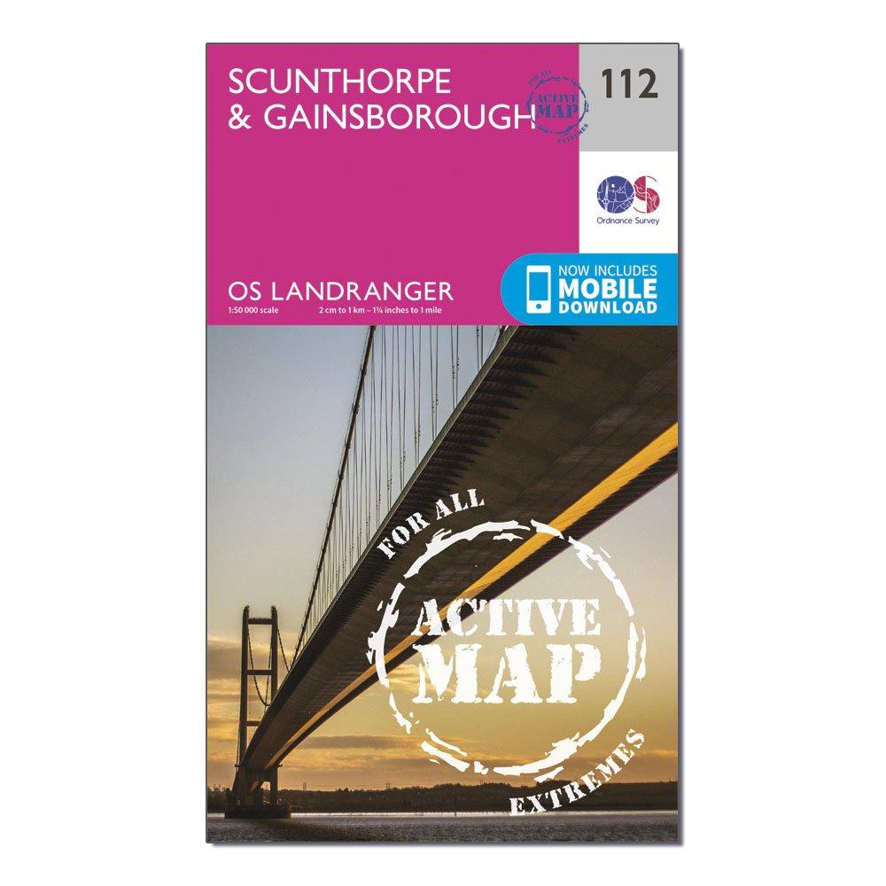 Ordnance Survey Landranger Active 112 ScunthorpeandGainsborough Map With Digital Version  Pink