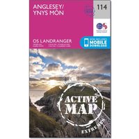 Ordnance Survey Landranger Active 114 Anglesey Map With Digital Version  Pink