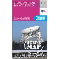 Ordnance Survey Landranger Active 118 Stoke-on-trentandMacclesfield Map With Digital Version  Pink