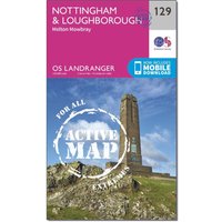 Ordnance Survey Landranger Active 129 NottinghamandLoughborough  Melton Mowbray Map With Digital Version