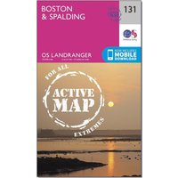 Ordnance Survey Landranger Active 131 BostonandSpalding Map With Digital Version  Pink