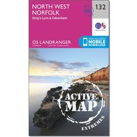 Ordnance Survey Landranger Active 132 North West Norfolk  Kings LynnandFakenham Map With Digital Version