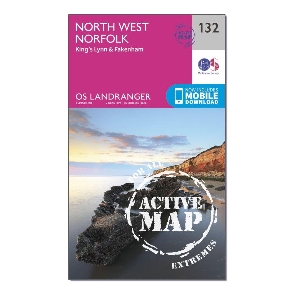 Ordnance Survey Landranger Active 132 North West Norfolk  Kings LynnandFakenham Map With Digital Version