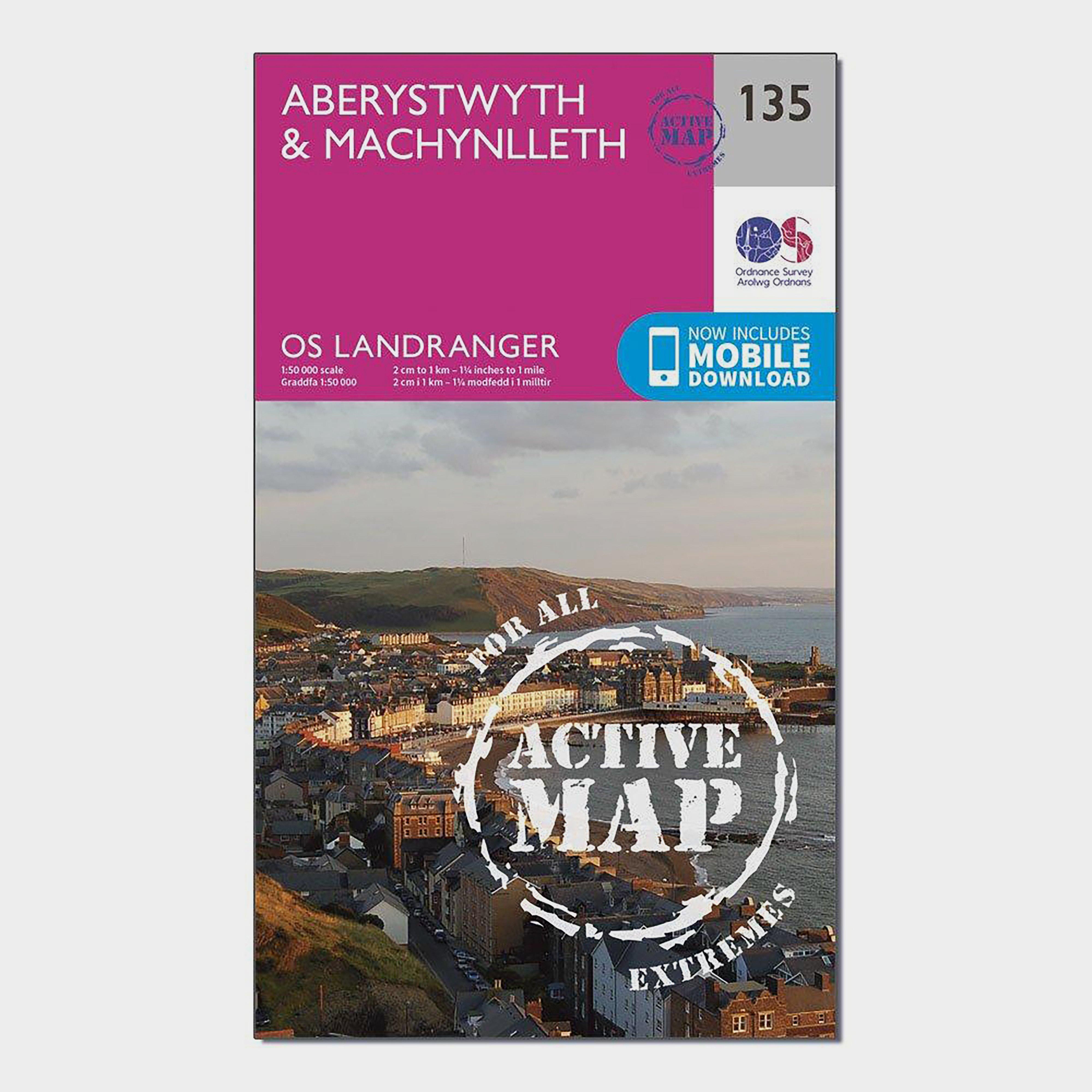 Ordnance Survey Landranger Active 135 AberystwythandMachynlleth Map With Digital Version  Pink