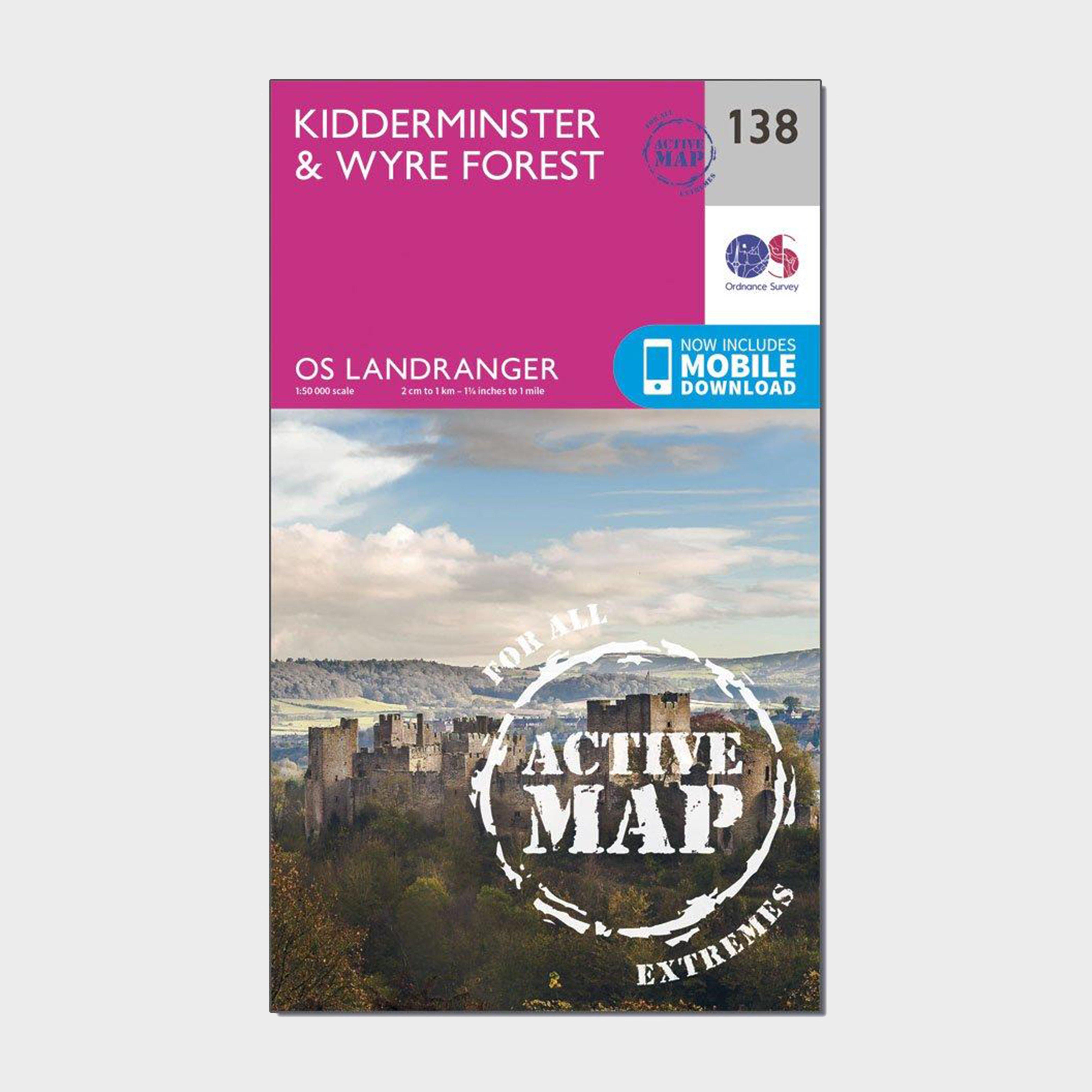 Ordnance Survey Landranger Active 138 KidderminsterandWyre Forest Map With Digital Version  Pink