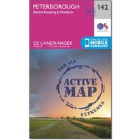 Ordnance Survey Landranger Active 142 Peterborough  Market DeepingandChatteris Map With Digital Version  Pink