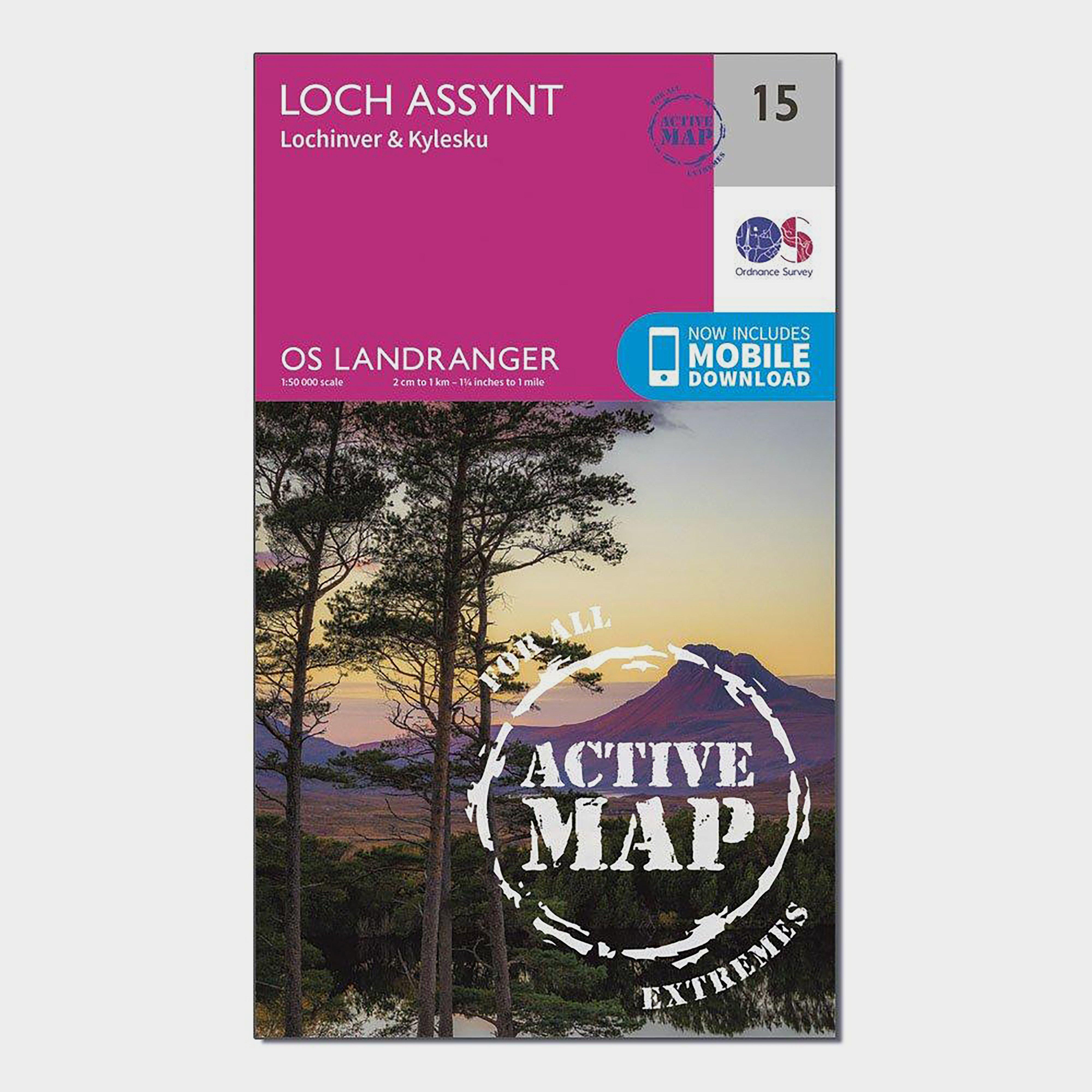 Ordnance Survey Landranger Active 15 Loch Assynt  LochinverandKylesku Map With Digital Version  Pink